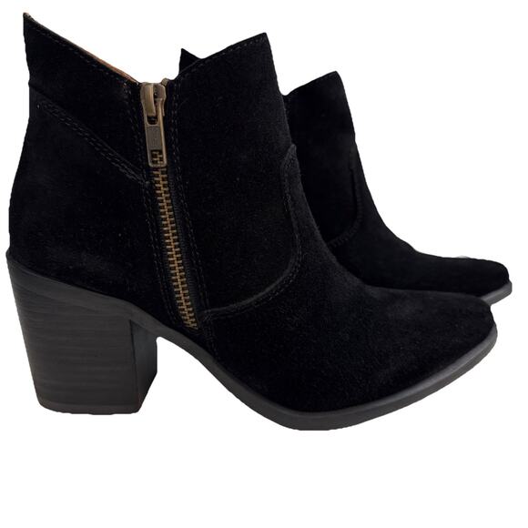 Steve Madden Women’s 6 Pierce Black Suede Ankle Zip Booties Almond Toe NWB - Picture 1 of 9